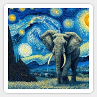 Elephant Lover Art Starry Night Sticker